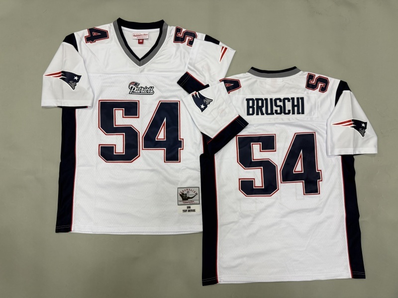 Men 2025 New England Patriots #54 Bruschi white Throwback Limited NFL Jersey style 001
